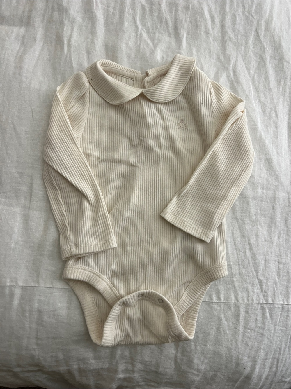GAP Classic Ribbed Peter Pan One-Piece in Cream